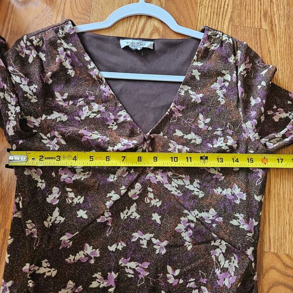 Y2k Ninewest V Neck Floral Top Blouse - Picture 4 of 7
